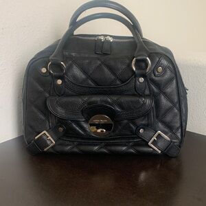 Vintage Karen Millen Black Quilted Leather Satchel.
